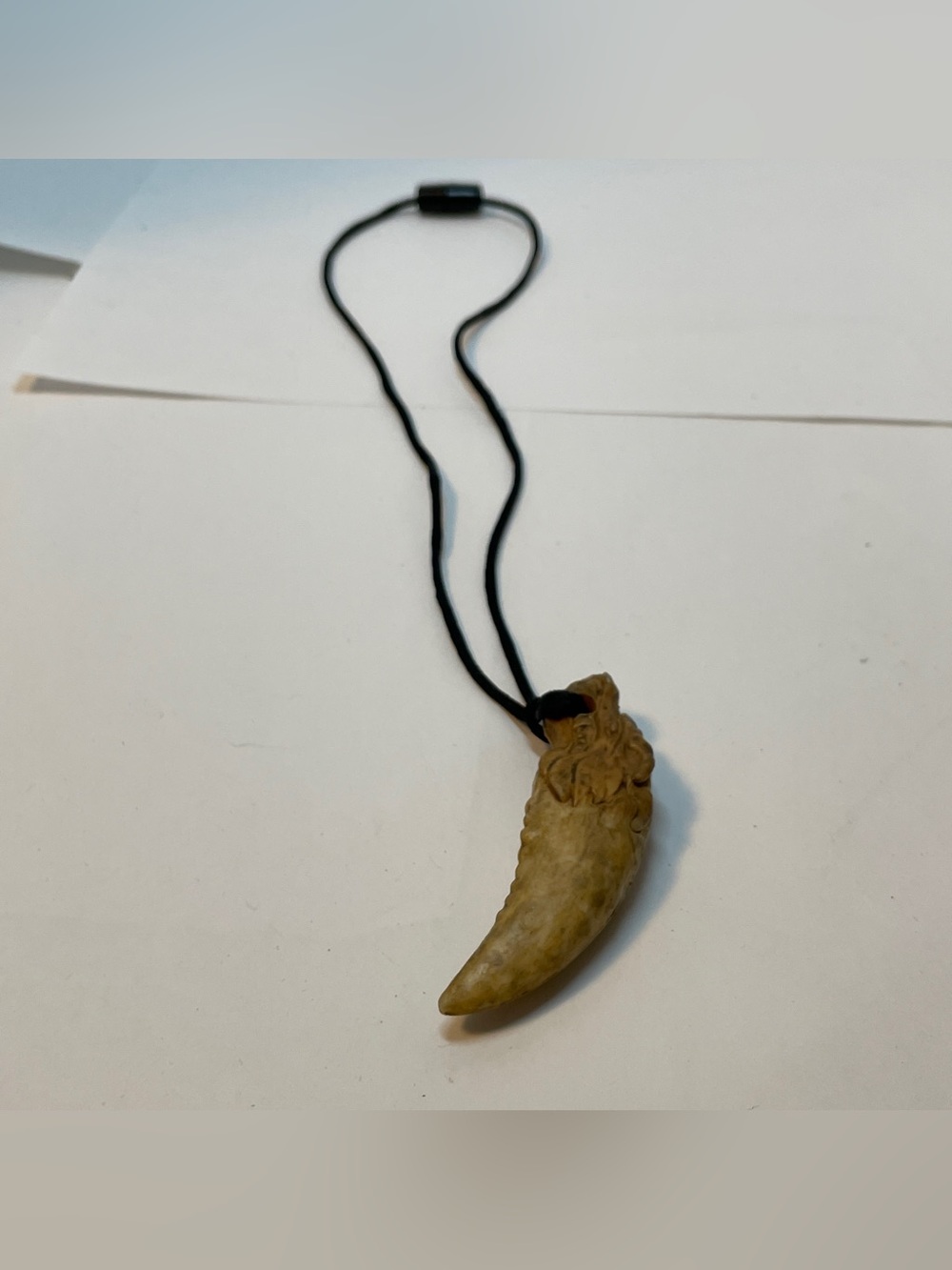 Resin Tooth With dragon head pendant Black Cord Necklace - Picture 2 of 8